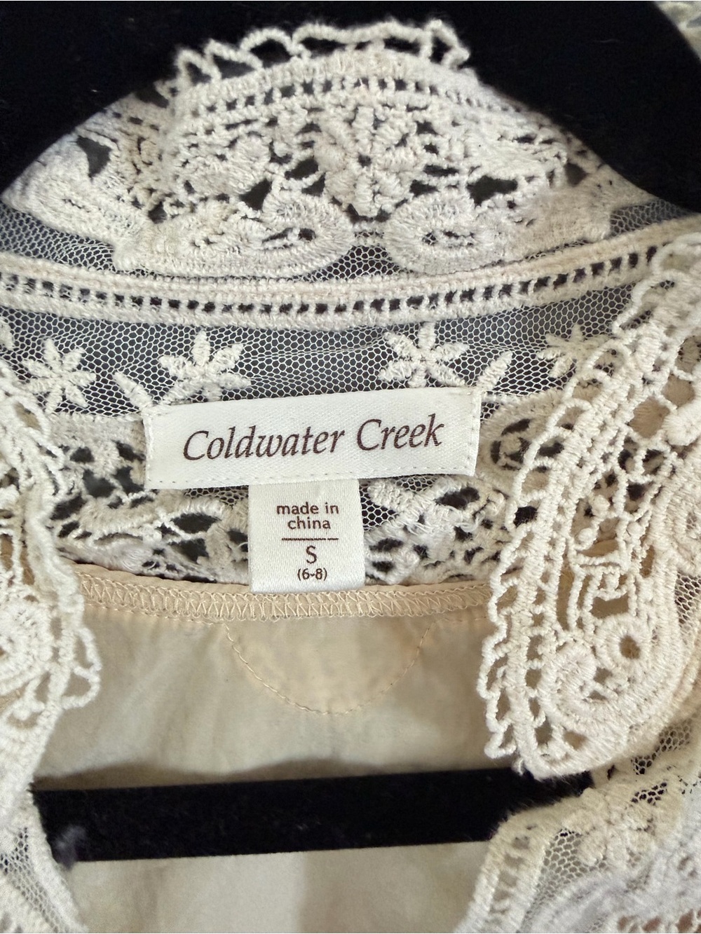 Coldwater Creek Cream Lace Trim Button-Front Blouse - Picture 6 of 6
